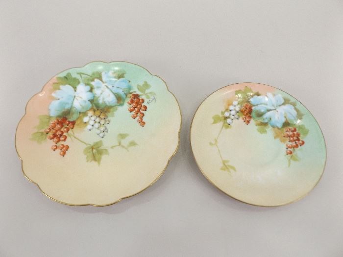2 Antique Hand Painted Limoges France Plates 
