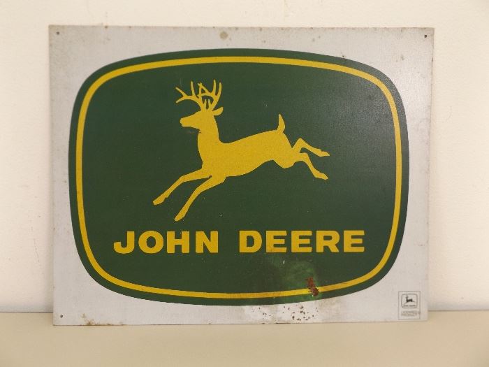 Vintage Tin Litho Metal John Deere Sign
