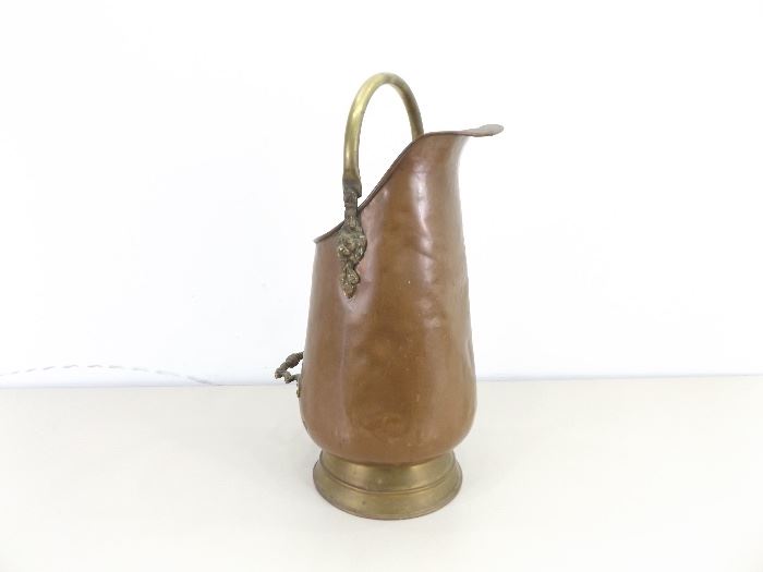Antique Copper and Brass Scuttle Coal Bucket
