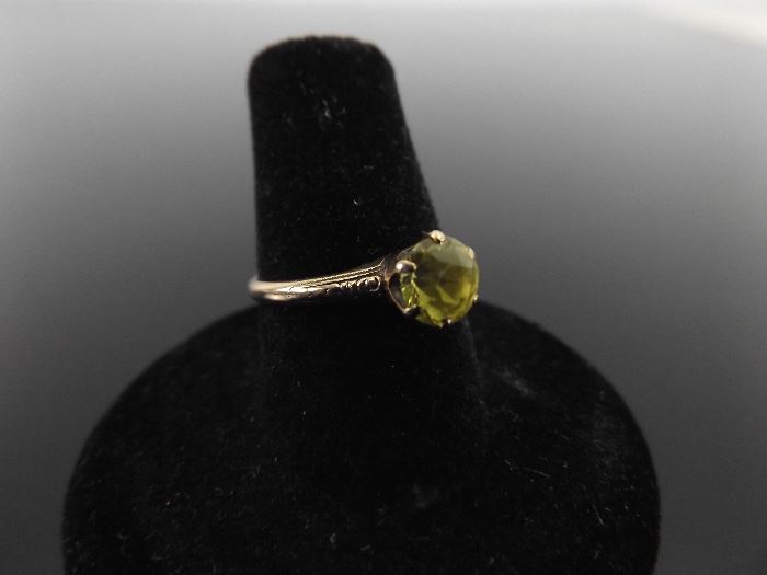 Vintage 10k Yellow Gold Faceted Citrine Ring Size 6.25
