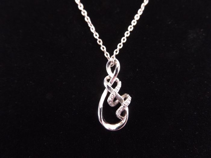 NEW .925 Sterling Silver and Diamond Pendant on Sterling Chain
