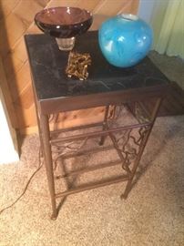 Brass and Slate Accent Table