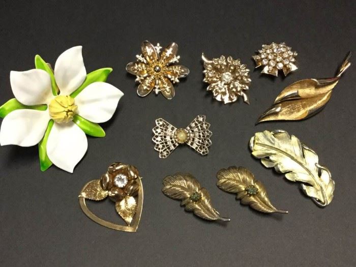 Nature Inspired Pins in Gold Tones