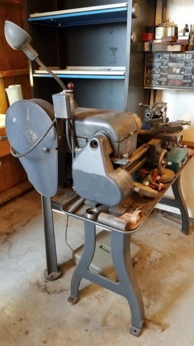 Industrial Lathe with many Accessories.