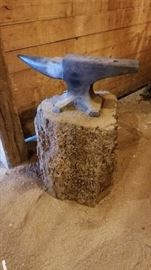 Mounted Anvil on Rustic Log