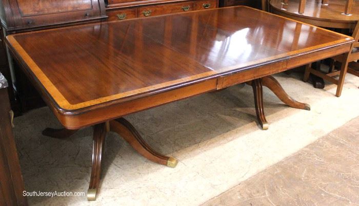 Custom Made Solid Mahogany Large Banded Dining Room Table with 3 Leaves
Located Inside – Auction Estimate $400-$800