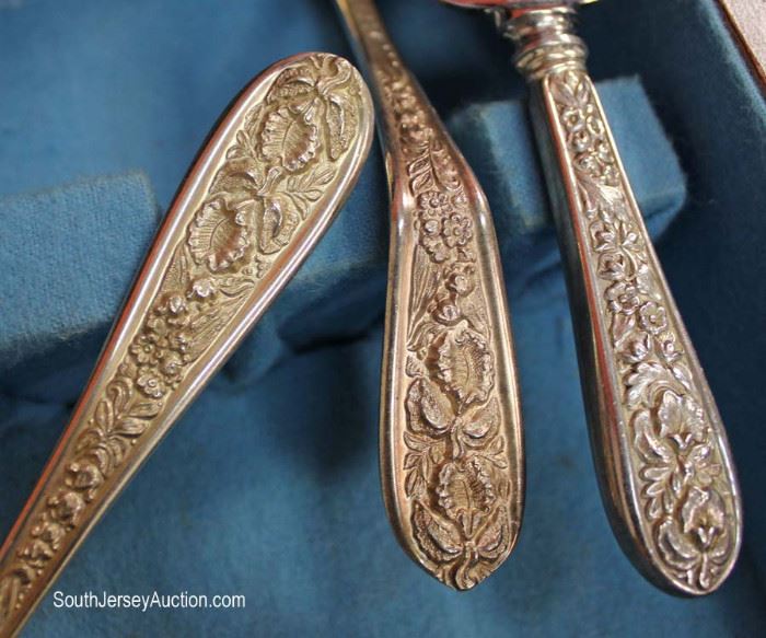 72 Piece Corsage Sterling Steiff Flatware Set in Mahogany Case Box
Located Showcases – Auction Estimate $1000-$2000
