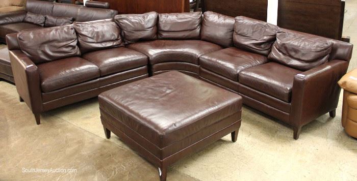 Very Nice Quality 3 Section Leather Sectional Sofa with Match Square Leather Ottoman by "Stickley"
Maybe Offered Separate – Located Inside – Auction Estimate $1000-$3000