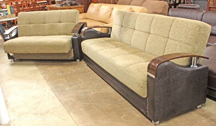 Contemporary Modern Design Sofa and Love Seat with Retractable Futon Bed by "Bellona"
Located Inside – Auction Estimate $400-$800