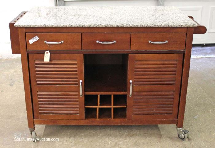 Contemporary Mahogany Base Rolling Granite Top Kitchen Wine Cabinet with Knife Holders
Located Inside – Auction Estimate $100-$300
