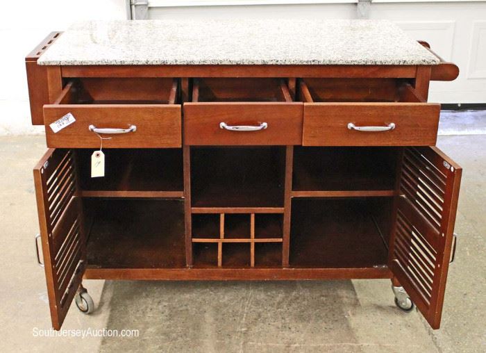 Contemporary Mahogany Base Rolling Granite Top Kitchen Wine Cabinet with Knife Holders
Located Inside – Auction Estimate $100-$300
