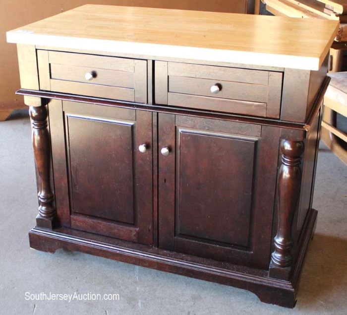 Contemporary Butcher Block Top Mahogany Base Kitchen Island
Located Dock – Auction Estimate $100-$300
