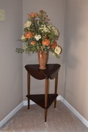 Corner Table with Artificial Plant