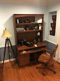 Ethan Allen home office with desk chair.  Pottery Barn surveyors lamp.  