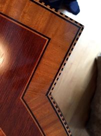 Intricate satinwood, tulipwood and ebony inlay on Baker Stately Homes sideboard 