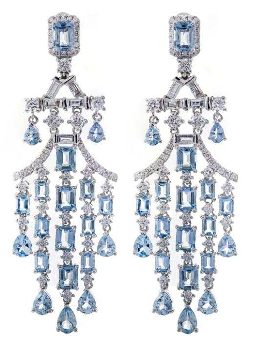 45CT Aquamarine & Diamond Earrings