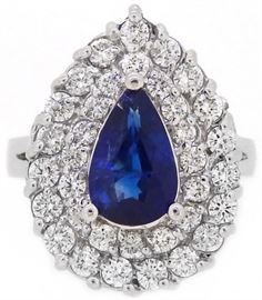 GIA 3CT Sapphire and 4.2CT Diamond Ring