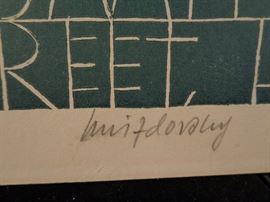 Jacques Hnizdovsky signed woodblock exhibition poster, London 1969