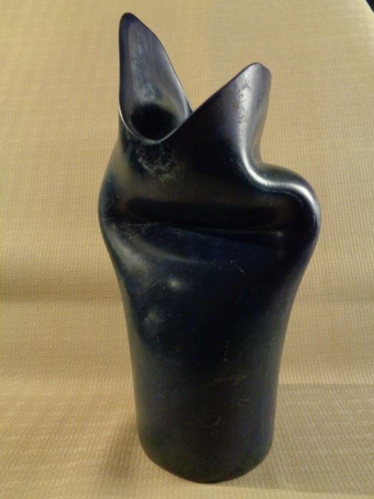 Artist signed patinated bronze vase
