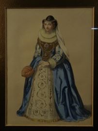19th C gold embellished print; Countess of Argyll