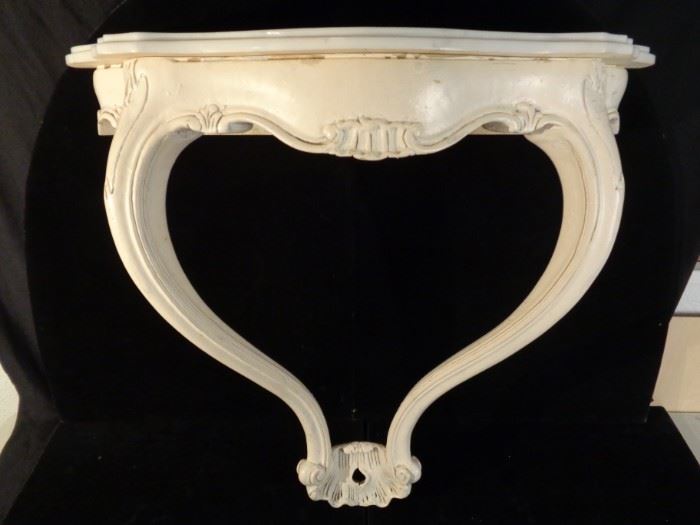 Vintage French style wall bracket console table with marble top