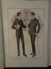 Large 1916-17 tailor's sample book with men's fashion lithographs 