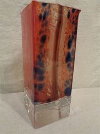 Signed studio art glass vase