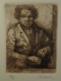 Thomas Cornell (1937-2012) signed portrait etching of an African-American gentleman