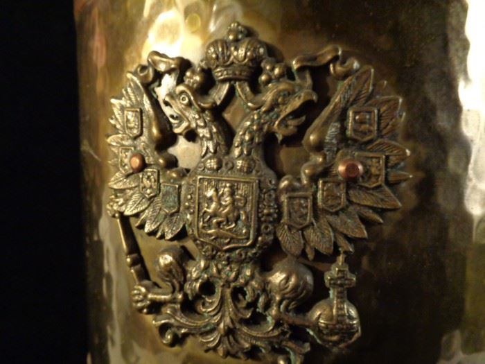 Antique Imperial Russian brass & copper umbrella stand