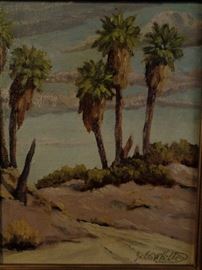 John William Hilton (1904-1983) signed desert landscape oil on board