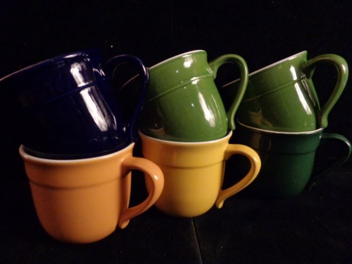 Emile Henry France pottery coffee mugs and tea cups