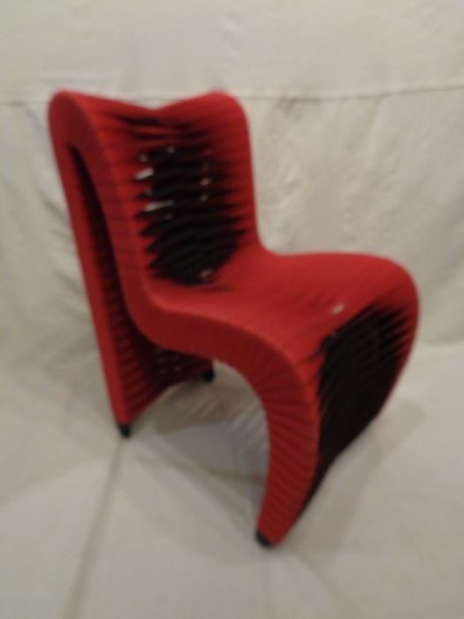 Mod  Italian side chair with woven strapping