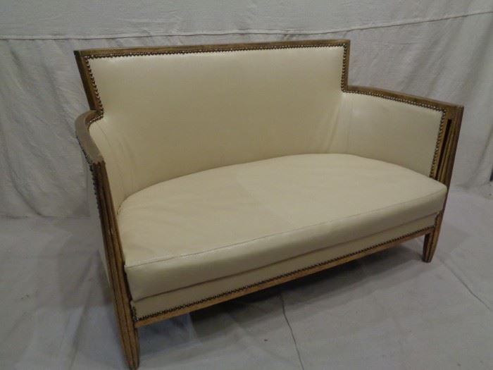 French period Art Deco sette with leather upholstery