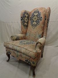 Vintage Queen Anne style wing back chair