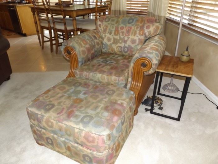 Upholstered chair & ottoman, Thomasville