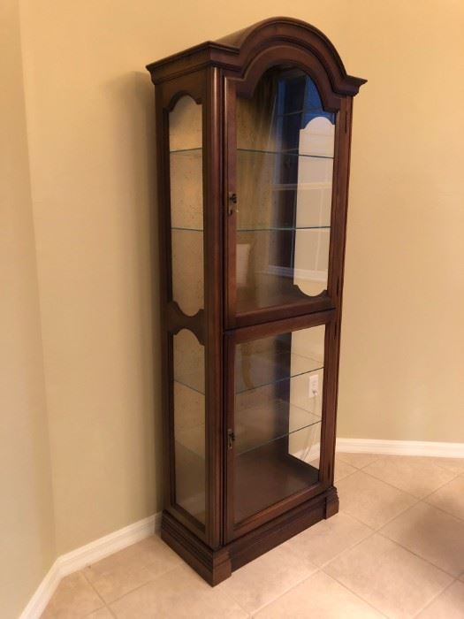 Curio cabinet with lights, top and bottom