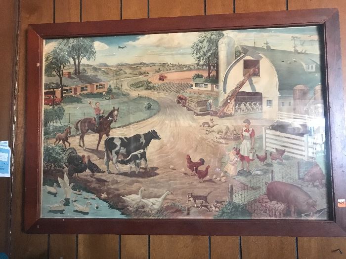 Another of the framed prints -- this one a farm scene with lots of animals