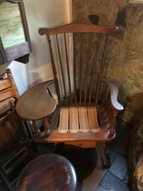 Heywood Wakefield Teacher's Arm Chair with writing desk and Windsor back - UNIQUE ITEM!