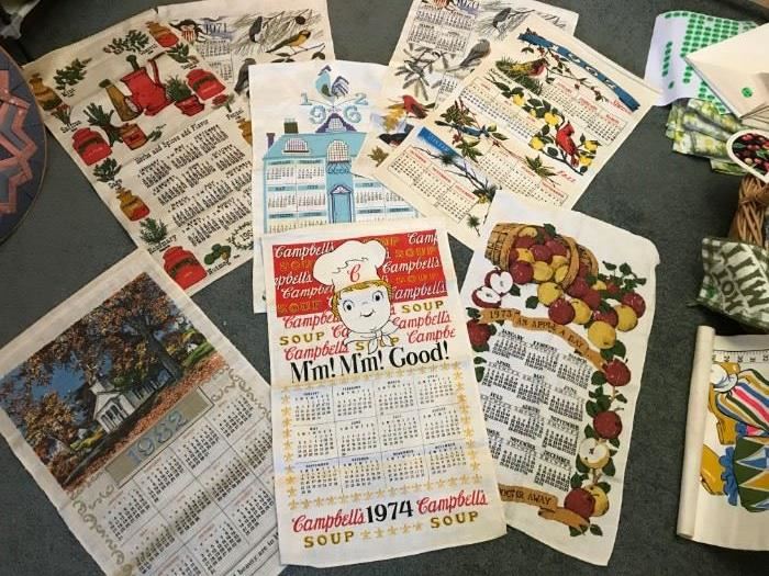 Vintage Tea towel Calendars - Dates range - 1962-1992
