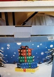 Lighted Christmas boxes for outdoors.