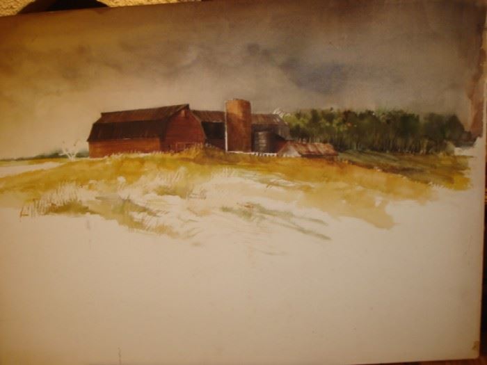 Watercolor form scene unfinished