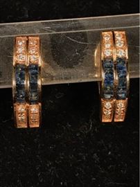 14k Diamond  Sapphire Earrings
