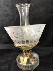 Antique Bird Motif Oil Lamp