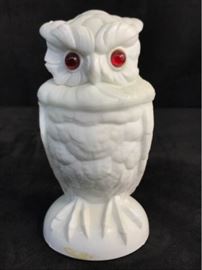 Atterbury Milk Glass Owl Jar