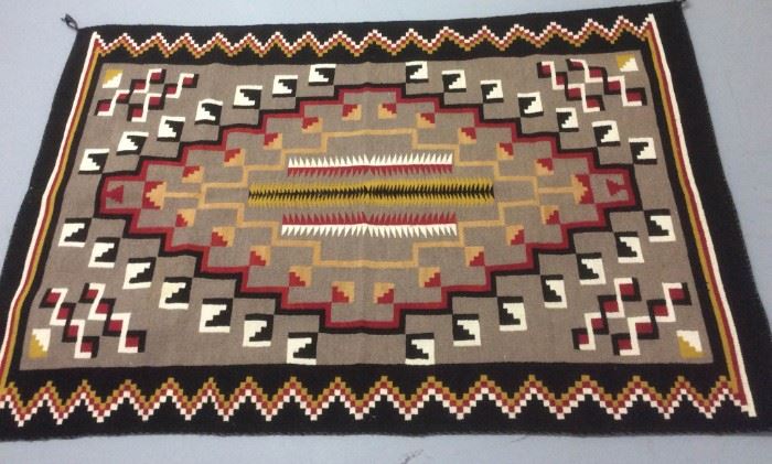 Vintage Navajo Rug In Storm Pattern 