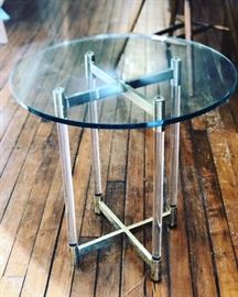 Lucite Table w Brass