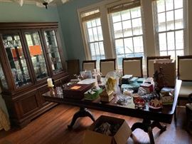 Dining room set with lots and lots of china! Make an offer!!! 
