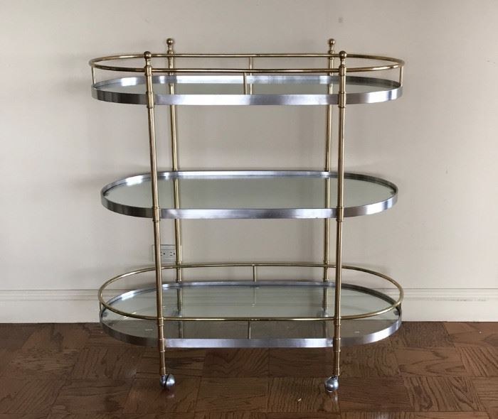 MCM Chrome and Brass Bar Cart