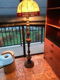Iris Apfel lamp and Karl Springer Table