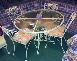 vintage Woodard patio table and chairs